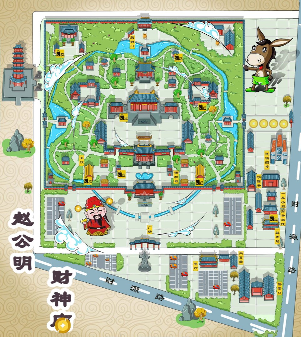 合江寺庙类手绘地图
